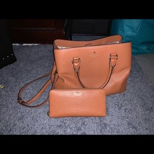 Kate spade Larchmont avenue warmcognac purse set